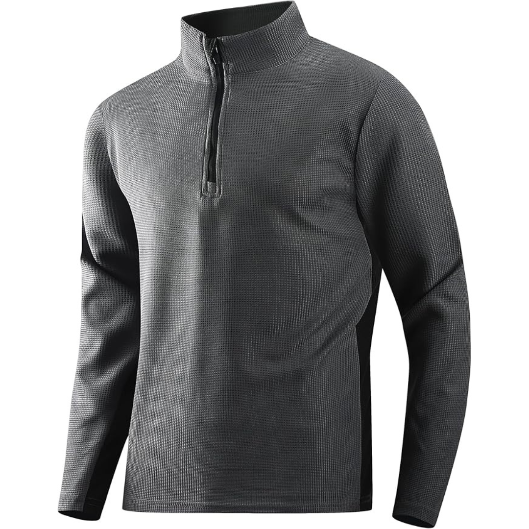 Alex Vando Men's Long Sleeve Zipper Texture Golf Polo Shirts (Various)