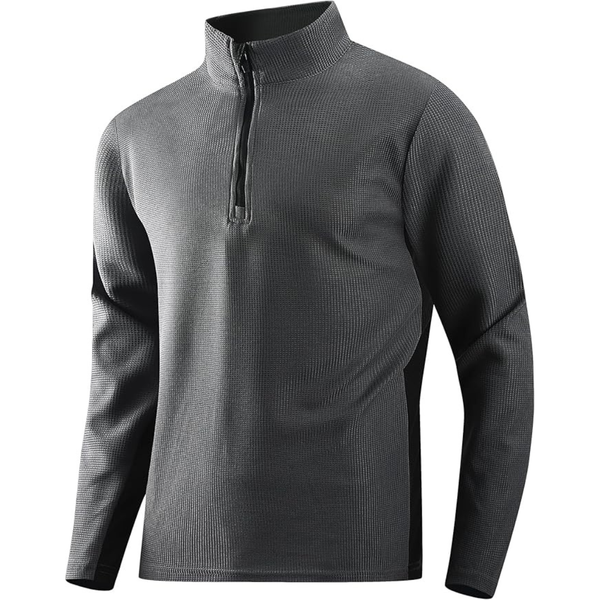 Alex Vando Men's Long Sleeve Zipper Texture Golf Polo Shirts (Various)