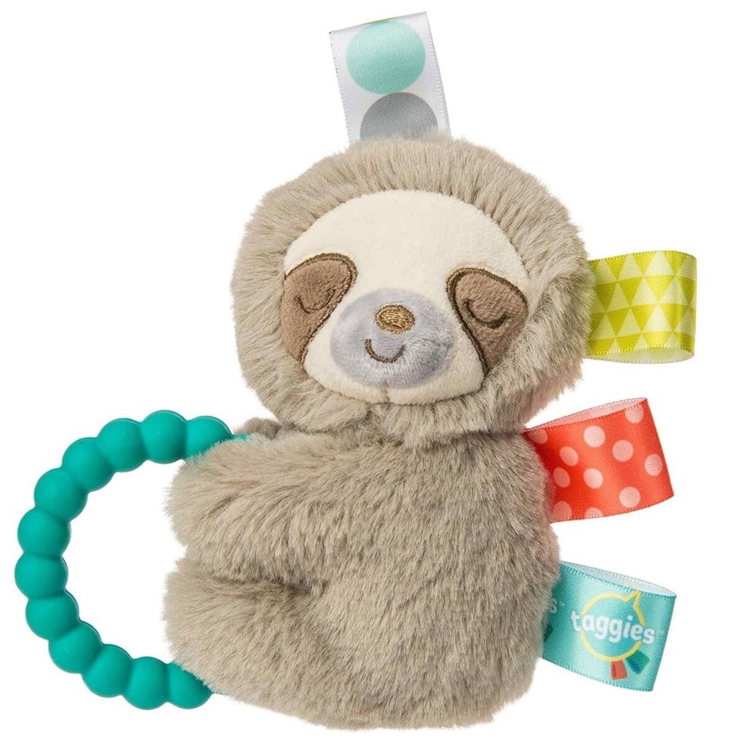 Taggies Sensory Stuffed Animal Soft Rattle With Teether Ring