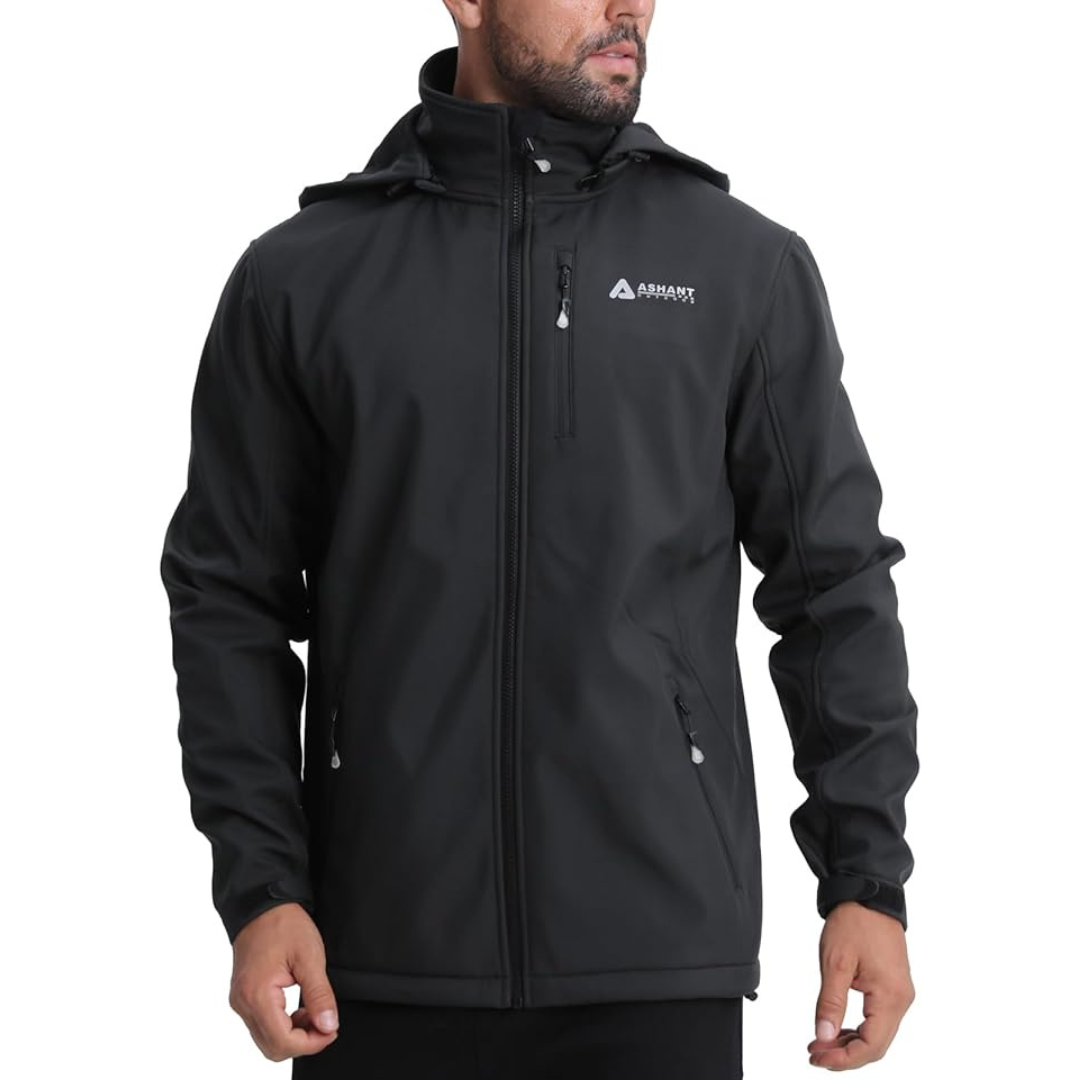 Lololeneon Men's Fleece Lined Hooded Softshell Jacket