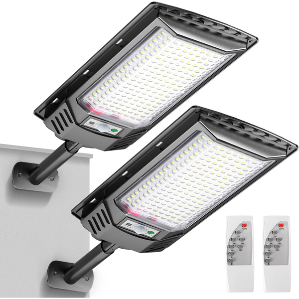 2-Pack 3000LM Solar Powered LED Flood Light With Motion Sensor