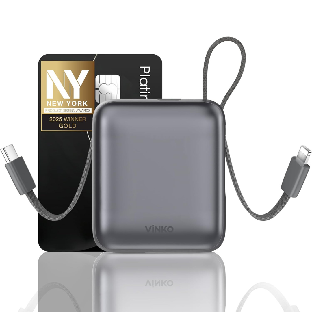 10000mAh 22.5W Fast Charging Mini Power Bank with Cables