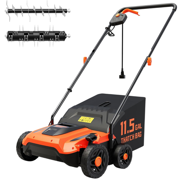 TIECTOWN 14" 13.5 Amp 2-in-1 Electric Dethatcher And Scarifier