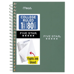 80-Sheet Five Star 7" X 4-3/8" College Ruled Spiral Notebook
