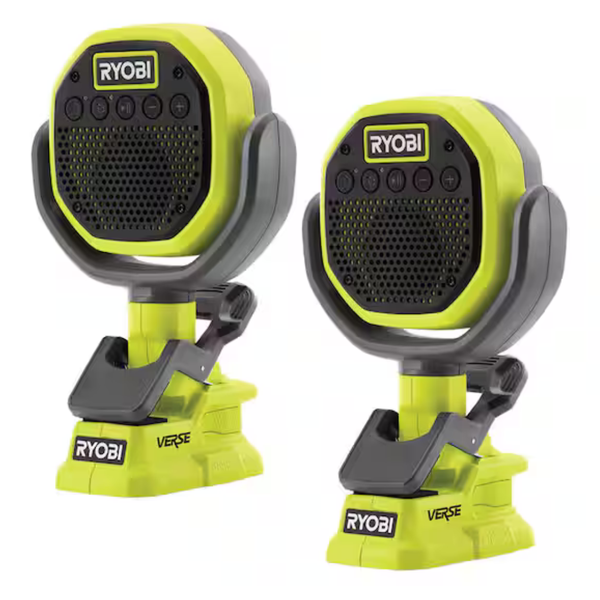 2-Pack RYOBI ONE+ 18V Cordless VERSE Clamp Speaker