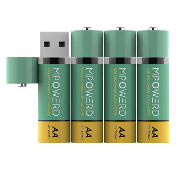 2-Pack 1200mAh BioLite Viri USB Rechargeable AA Batteries