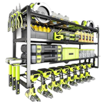 4-Tier Wall Mount Power Tool Organizer With 8 Drill Holders