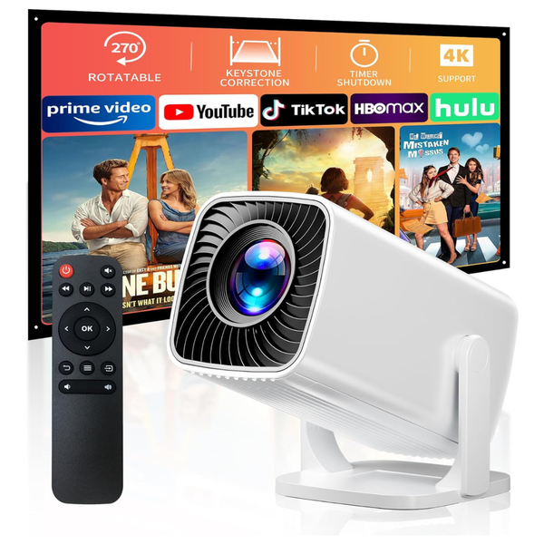 4K Short Throw Mini Projector With Rotating Stand