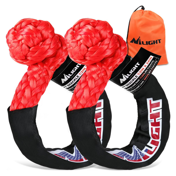 2-Piece Nilight 1/2" X 24" Synthetic Soft Shackles (Red)