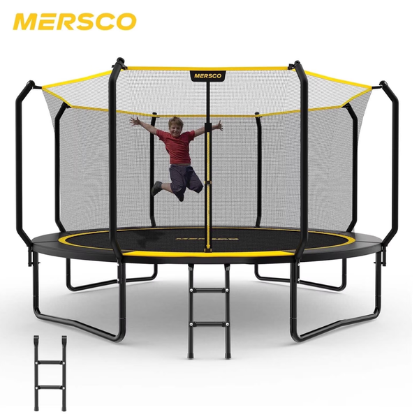 14' Outdoor Jumping Trampoline With Enclosure Net & Ladder