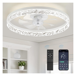 20" Modern Flush Mount Bladeless Ceiling Fans With Lights