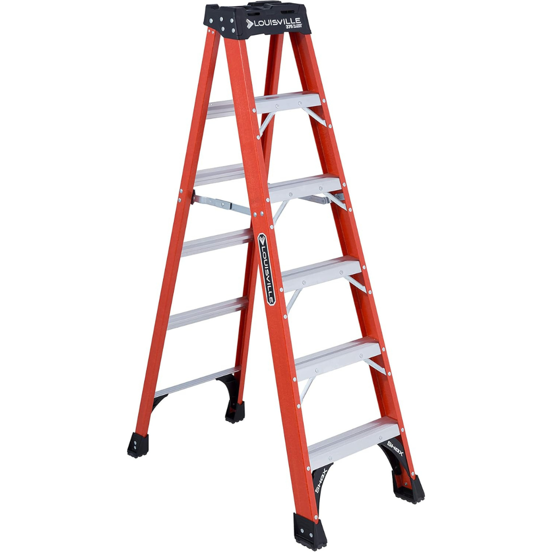 6-Ft Louisville Ladder Heavy Duty Fiberglass Step Ladder (375lbs Capacity)