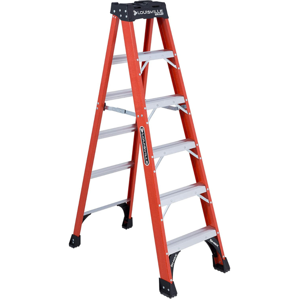6-Ft Louisville Ladder Heavy Duty Fiberglass Step Ladder (375lbs Capacity)