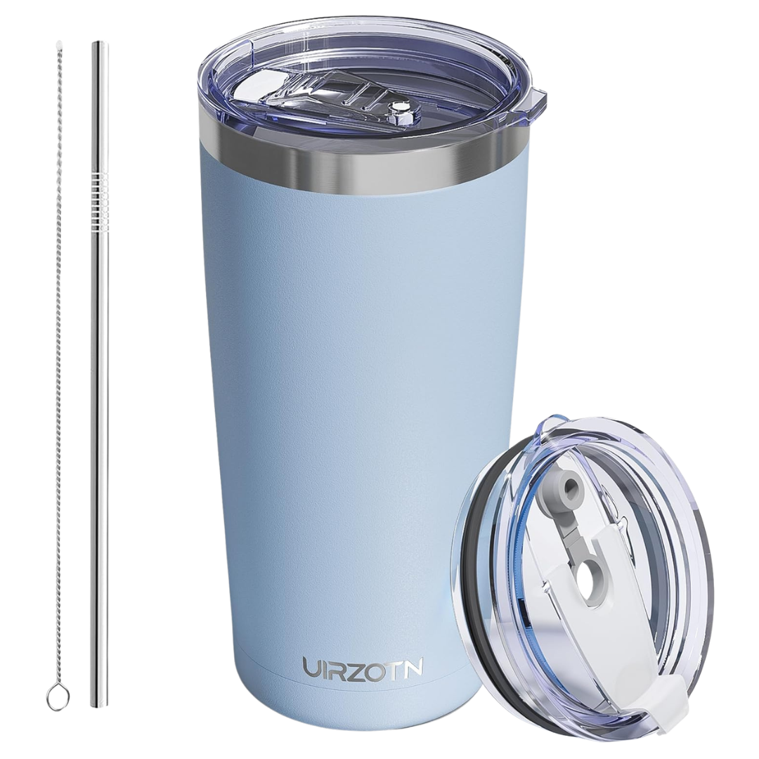 20-Oz Stainless Steel Vacuum Insulated Coffee Tumbler W/ Dual Lids & Straw (Various)