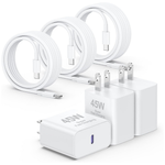 3-Pack 45W iPhone Super Fast USB C Charger Block W/Cable
