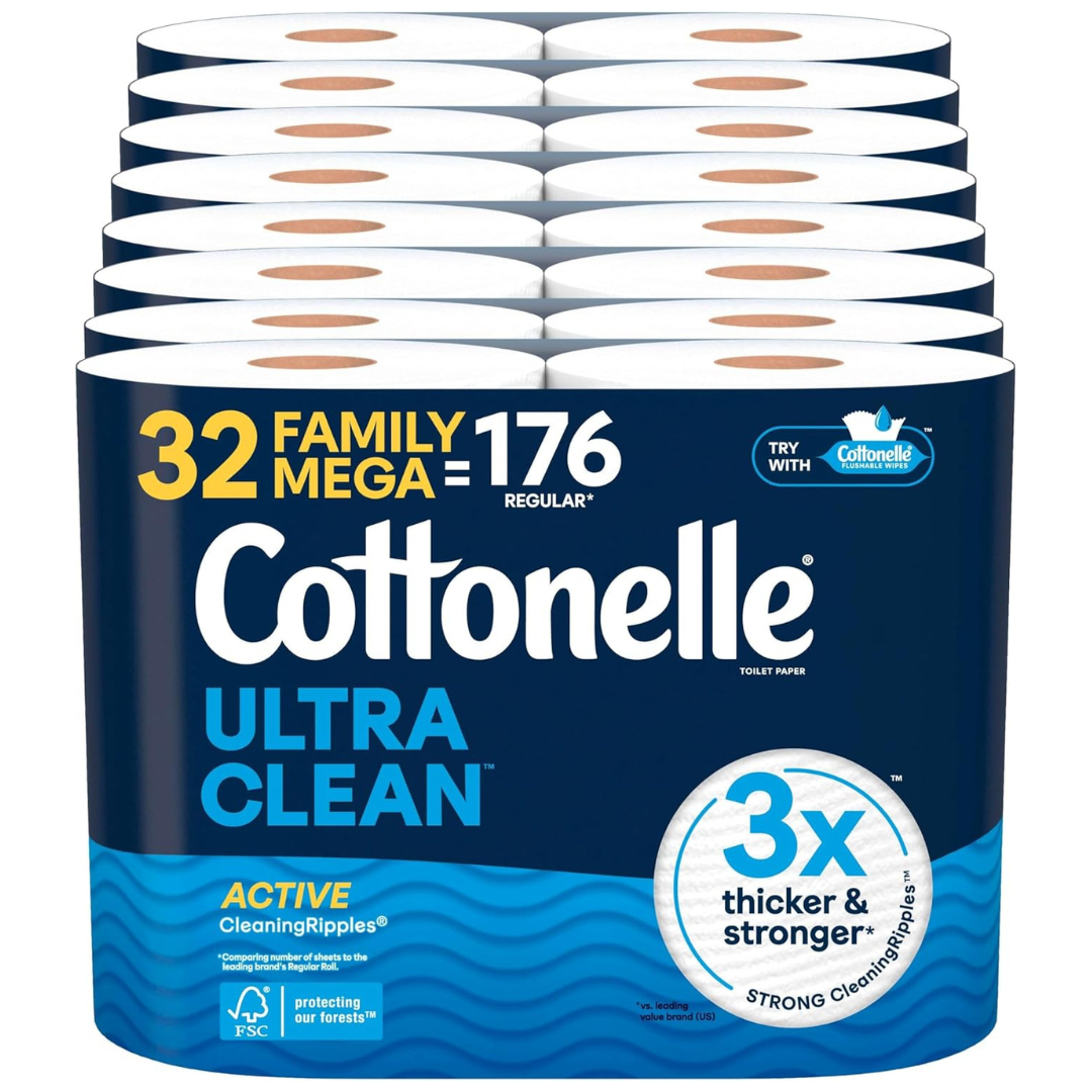 32-Pack Cottonelle Toilet Paper Family Mega Rolls (Ultra Clean )