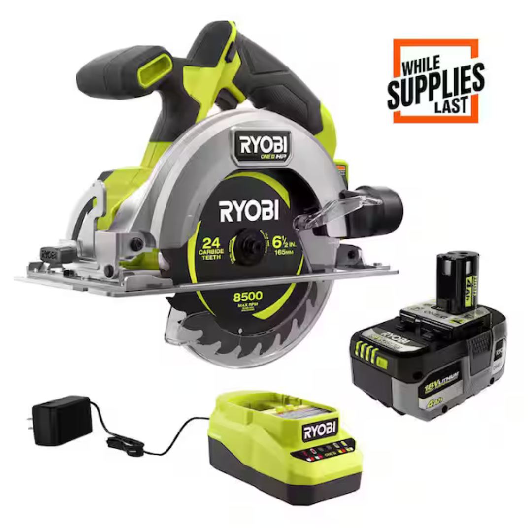 RYOBI ONE+ HP 18V Brushless 6-1/2" Circular Saw Kit W/ 4.0 Ah Battery & Charger
