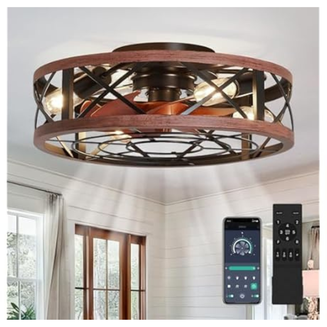 Aqubt 19'' Caged Fandelier Ceiling Fan With Lights & Remote