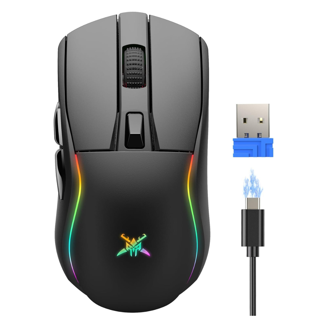 TECKNET Tri-Mode Wireless Gaming Mouse With RGB Lighting