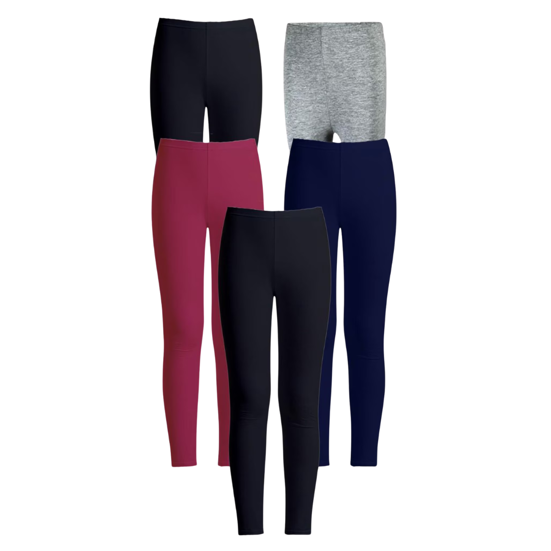 5-Pack Girls Soft Comfortable Cotton Spandex Leggings ( 2 Colors)