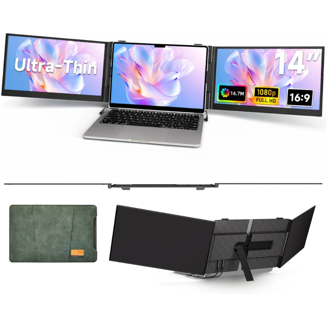 14 Ultra-Light FHD Portable Triple Laptop Screen Extender
