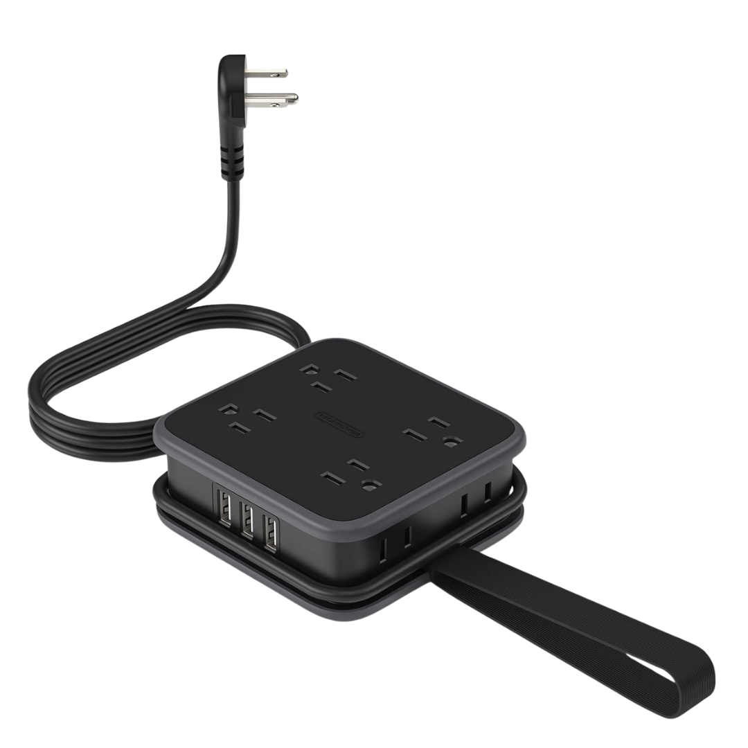 5ft Flat Plug Power Strip With USB