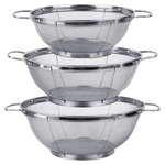 3-Pack Stainless Steel Colander & Strainer Set W/ Handles & Resting Base