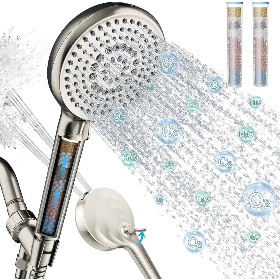 Handheld High Pressure Filtered Shower Head W/ 10-Spray Mode & 2-Filters (Various)