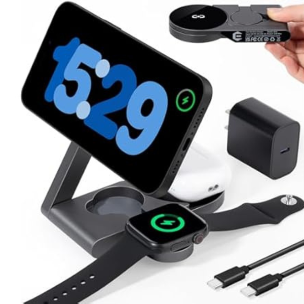 3 in 1 Ultrathin Foldable Aluminum Alloy Wireless Charging Station