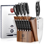 15-Piece Brodark Full Tang Kitchen Knife Set with Block