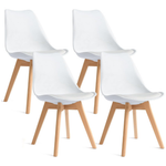 Set Of 4 Mid Century Modern Dining Chairs With Wood Legs