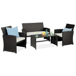 4-Piece Best Choice Products Wicker Patio Conversation Furniture Set