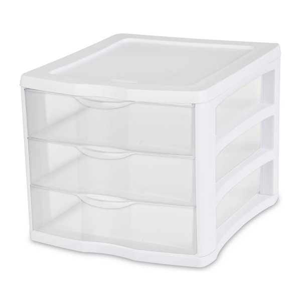 Sterilite 3 Drawer Unit, Clear Plastic Countertop Or Desktop Storage Drawers