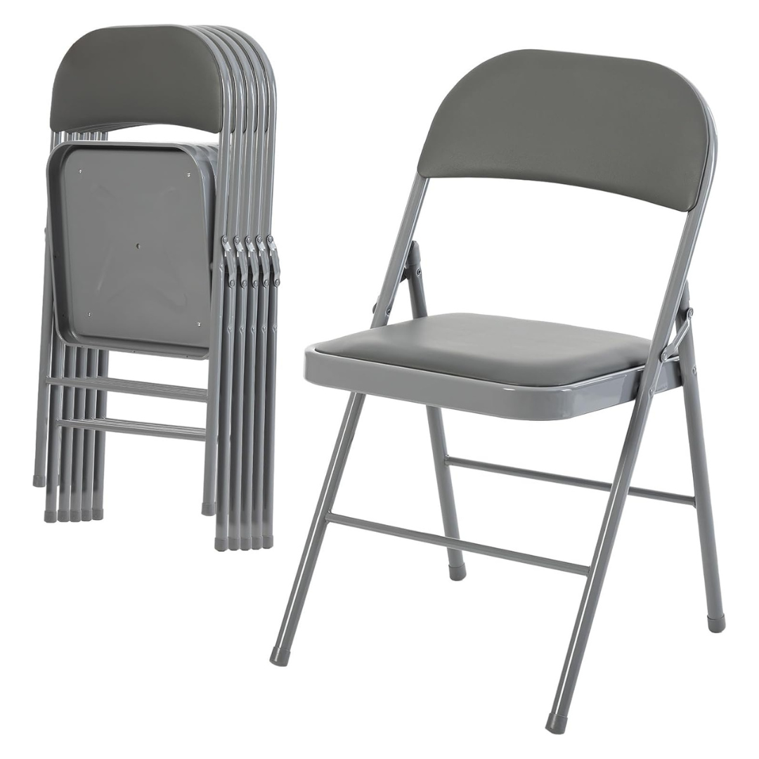 6-Pack DUMOS Folding Chairs With Padded Cushion & Back