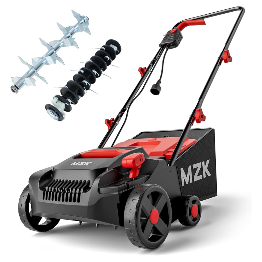 MZK 13" 13-Amp 2-in-1 Electric Dethatcher And Scarifier
