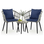 3-Piece Newbulig Patio Bistro Set With Table & 2 Chairs (Grey)