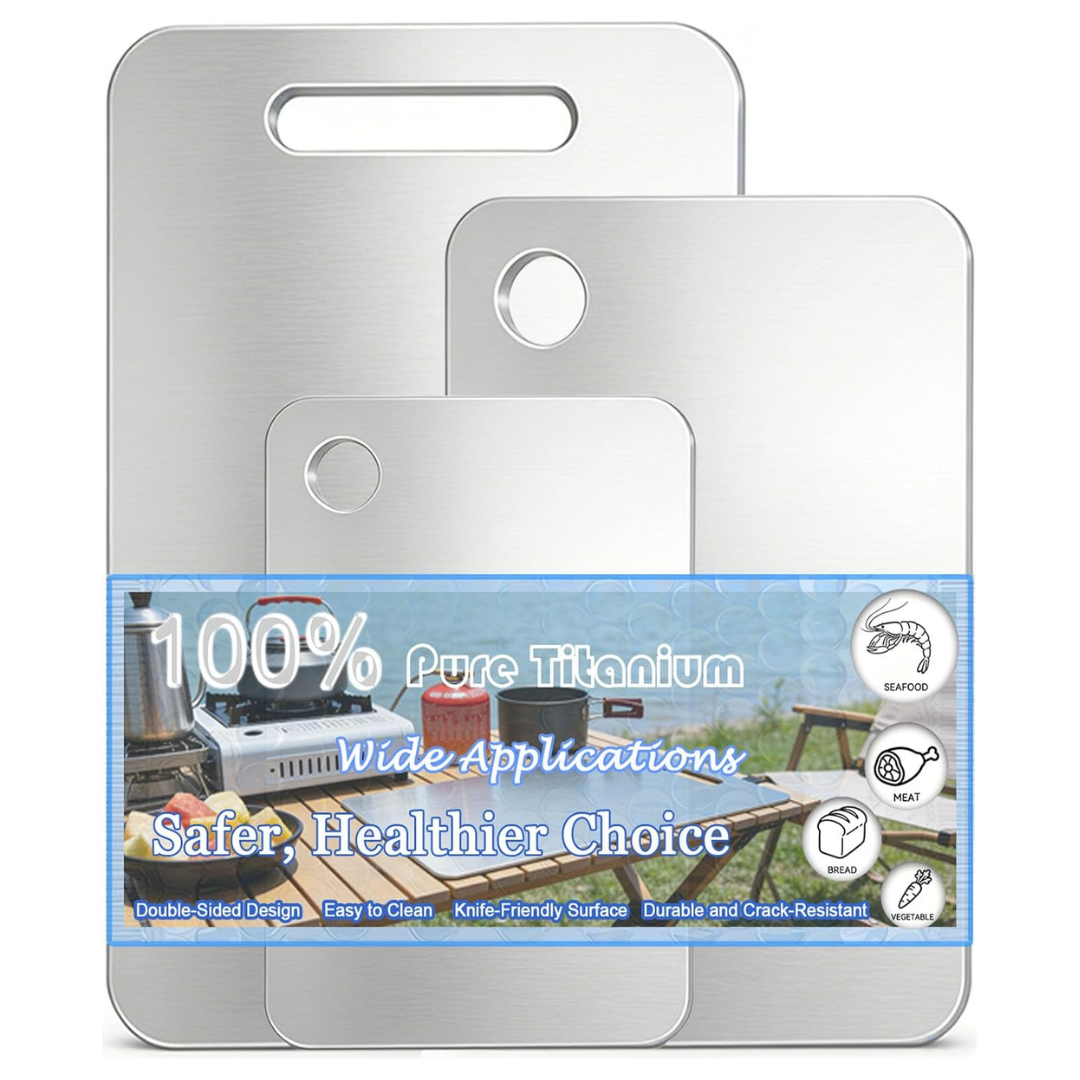Set Of 3 100% Pure Double-Sided Titanium Cutting Board
