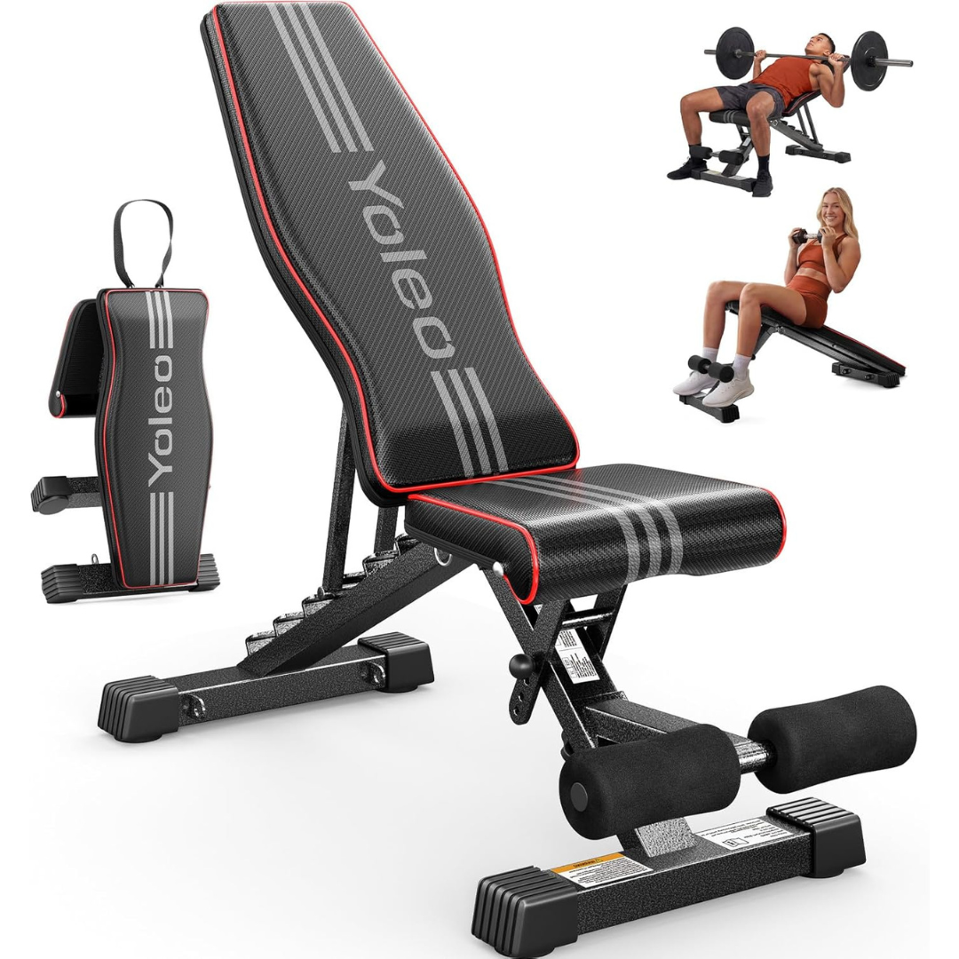 Yoleo Adjustable Weight Foldable Bench Press For Full Body Workout