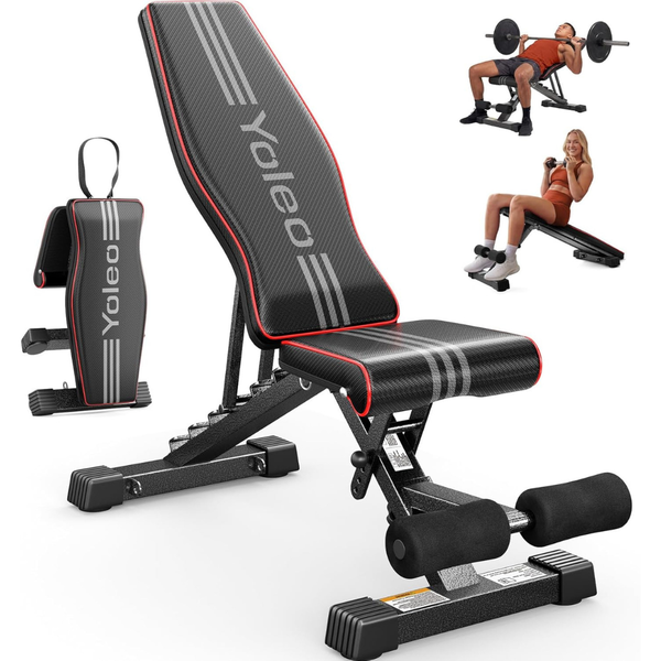 Yoleo Adjustable Weight Foldable Bench Press For Full Body Workout