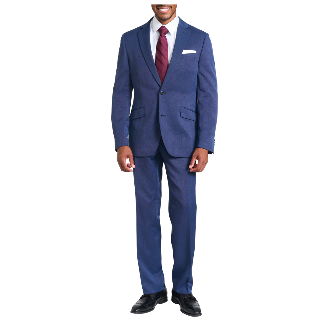 Savile Row Co Men's Navy Plaid Slim Fit Suit