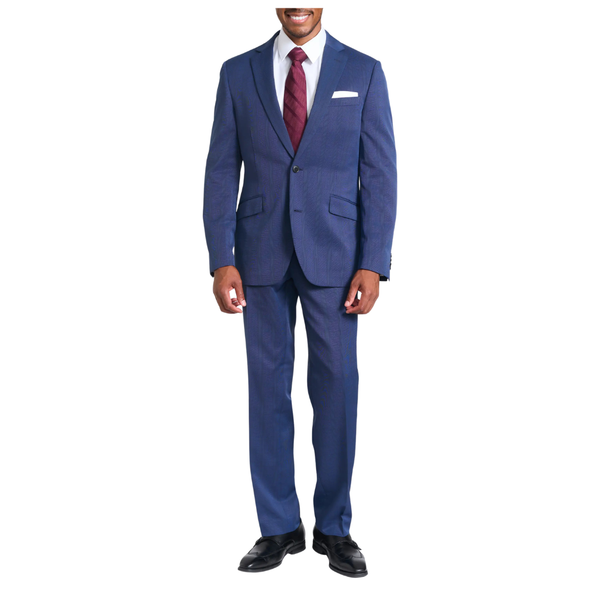 Savile Row Co Men's Navy Plaid Slim Fit Suit