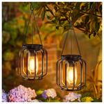 Set Of 2 13.49" Solar Powered Integrated LED Outdoor Lantern