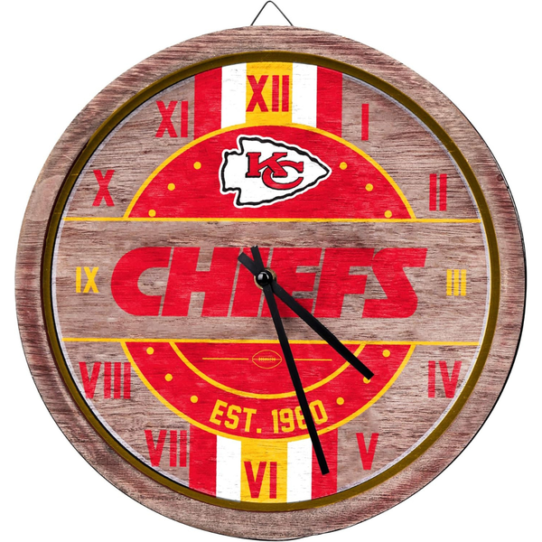 FOCO NFL Wooden Barrel Wall Clock