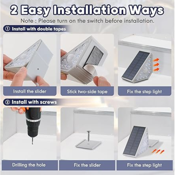 12-Pack Waterproof IP67 LED Motion Sensor Stair Lights