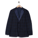 Tommy Hilfiger Men's Plaid Two-Button Sport Coatoat (Navy)