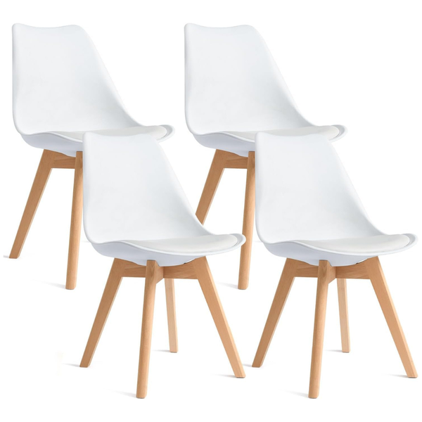 Set Of 4 Mid Century Modern Dining Chairs With Wood Legs