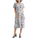 Women's Round Neck Short Sleeve Flutter Abstract Fit + Flare Dress