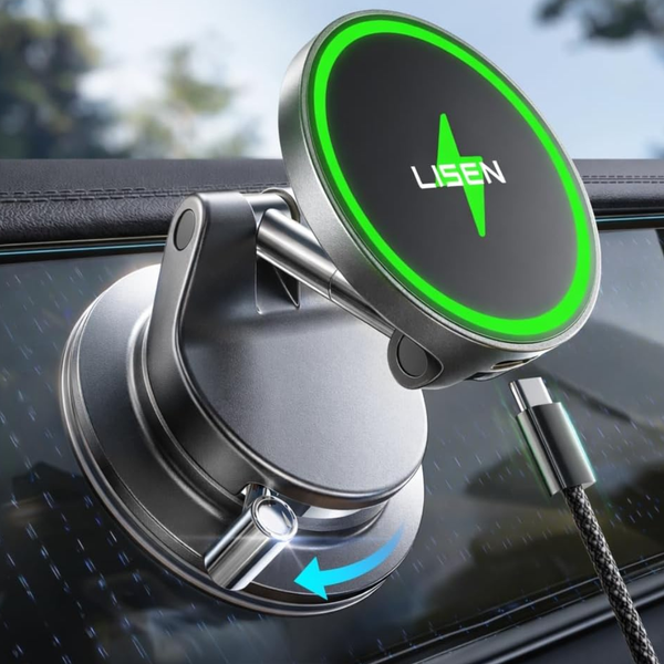Lisen 15W Magsafe Wireless Car Mount Charger With Suction Cup