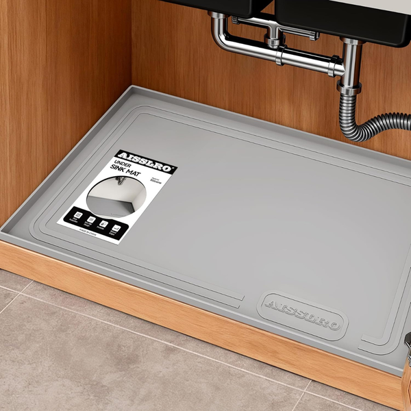 22" X 19" Aisslro Waterproof Silicone Under Sink Mat With Raised Edge