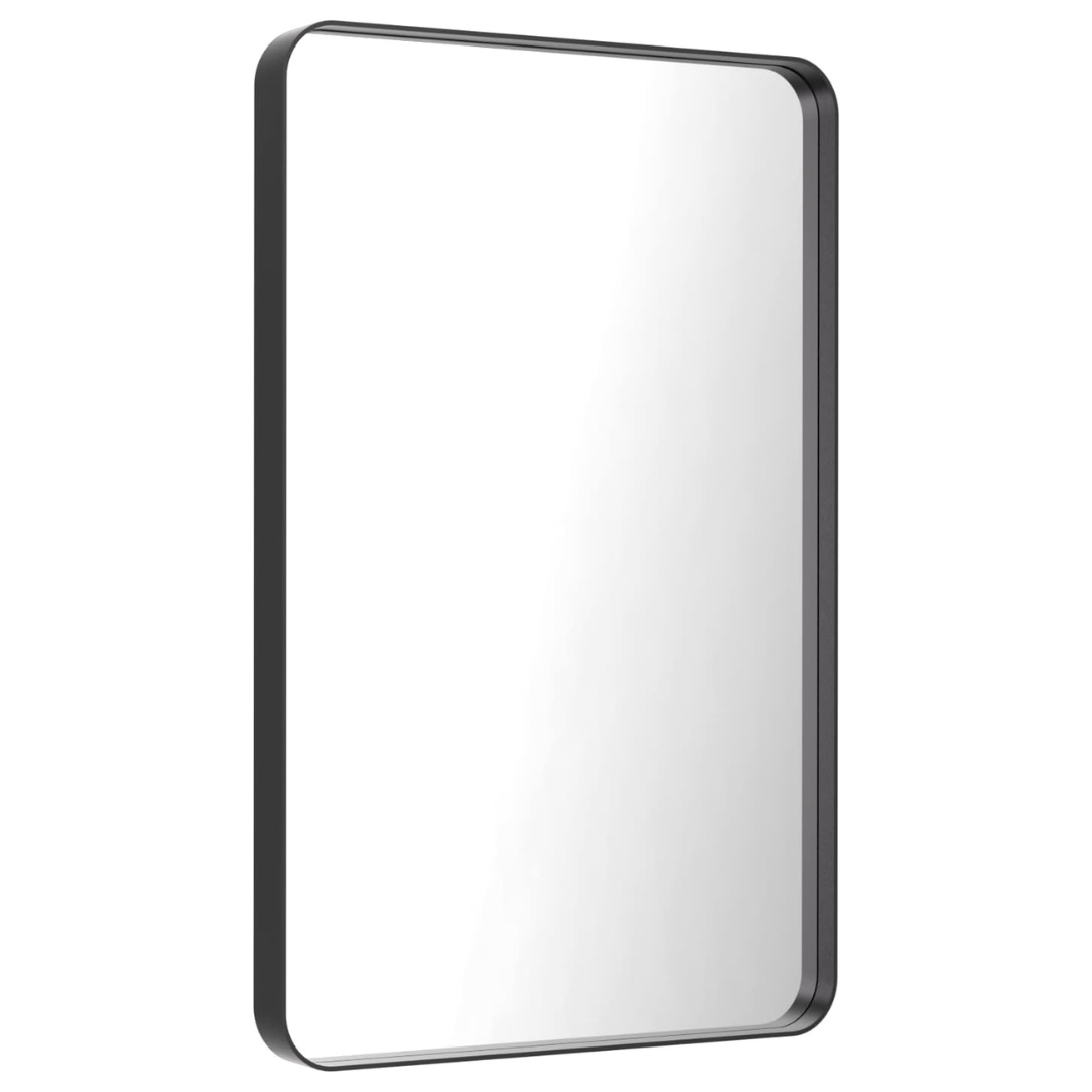 24" X 36" Black Metal Framed Bathroom Vanity Mirror W/ 2-Z-Bar Hangers